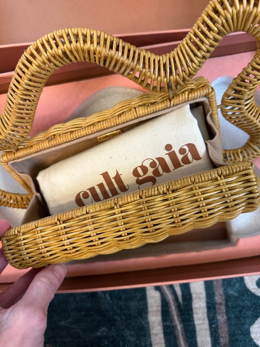 cult gaia Elsa Rattan Clutch NWT - Picture 8 of 8